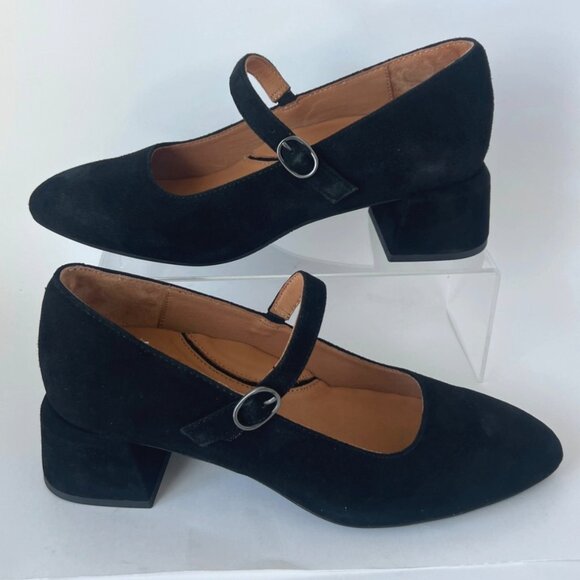 L’Amour Des Pieds Katriel Mary Jane Black Suede Women Block Heel Pumps Size 7.5 - Picture 6 of 12